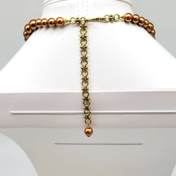 Heidi Daus Gold Pearl and Diamond Swarovski Crystal Asymmetrical NECKLACE ONLY - Picture 8 of 10